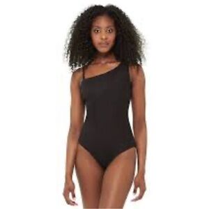Freshwater One-Shoulder Ribbed Black Swimsuit NWT XL 16-18 FA210842RN‎ Black